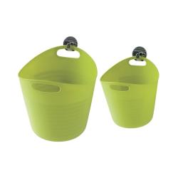 Set de 2 paniers plastique à suspendre Anis - PlaneteBain.com