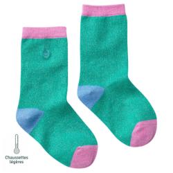Chaussettes sans couture unies paillettes - Confort Pieds Sensibles et Hypersensibilité - Coton doux Vert - Tichoups TICHOUPS.FR
