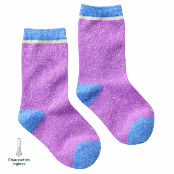 Chaussettes sans couture unies paillettes - Confort Pieds Sensibles et Hypersensibilité - Coton doux Violet - Tichoups TICHOUPS.FR
