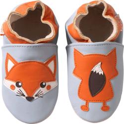 Chaussons bébé cuir souple Oscar le renard - Bleu - Taille 18-19 - Tichoups TICHOUPS.FR