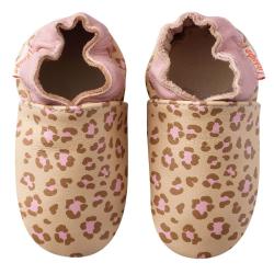 Chaussons bébé cuir souple léopard - Beige - Taille 18-19 - Tichoups TICHOUPS.FR