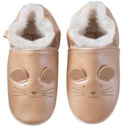 Chaussons bébé cuir souple Rosie la souris - Beige - Taille 18-19 - Tichoups TICHOUPS.FR