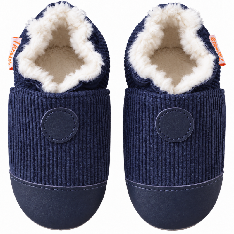 Chaussons bébé cuir souple Uni velours fourrés - Bleu - Taille 18-19 - Tichoups TICHOUPS.FR