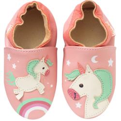 Chaussons bébé cuir souple Laura la licorne - Rose - Taille 16-17 - Tichoups TICHOUPS.FR