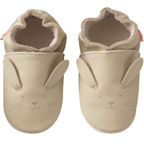 Chaussons bébé cuir souple Marcelin le lapin - Beige - Taille 18-19 - Tichoups TICHOUPS.FR