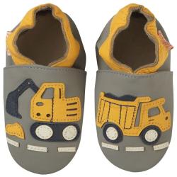 Chaussons bébé cuir souple Bartholomé le chantier - Gris - Taille 16-17 - Tichoups TICHOUPS.FR
