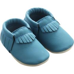 Chaussons bébé cuir souple à franges - Bleu - Taille 29 - Tichoups TICHOUPS.FR