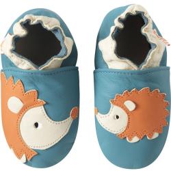 Chaussons bébé cuir souple Sacha le hérisson - Bleu - Taille 25-26 - Tichoups TICHOUPS.FR