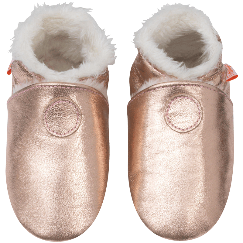 Chaussons bébé cuir souple uni fourrés - Rose - Taille 16-17 - Tichoups TICHOUPS.FR