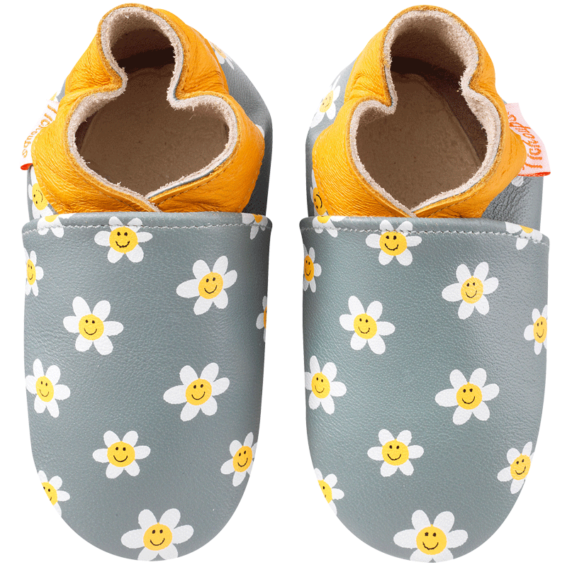 Chaussons bébé cuir souple Colette les pâquerettes - Vert - Taille 18-19 - Tichoups TICHOUPS.FR