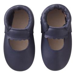 Chaussons bébé cuir souple uni ouvert - Bleu - Taille 18-19 - Tichoups TICHOUPS.FR