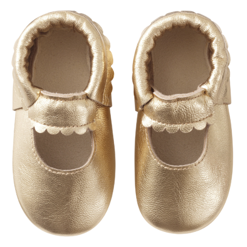 Chaussons bébé cuir souple uni ouvert - Doré - Taille 16-17 - Tichoups TICHOUPS.FR