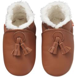 Chaussons bébé cuir souple fourrés à pampilles - Marron - Taille 25-26 - Tichoups TICHOUPS.FR
