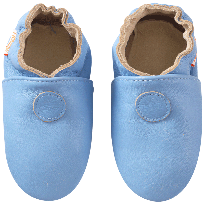 Chaussons bébé cuir souple uni - Bleu - Taille 16-17 - Tichoups TICHOUPS.FR