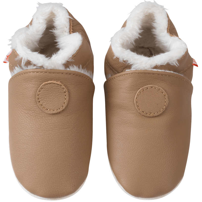Chaussons bébé cuir souple uni fourrés - Beige - Taille 20-21 - Tichoups TICHOUPS.FR