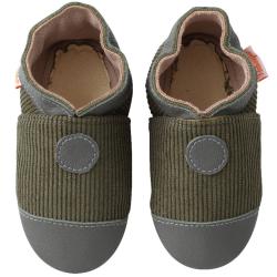 Chaussons bébé cuir souple velours - Vert - Taille 18-19 - Tichoups TICHOUPS.FR