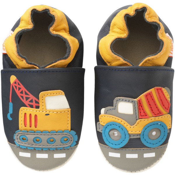 Chaussons bébé cuir souple Germain la grue - Bleu - Taille 18-19 - Tichoups TICHOUPS.FR