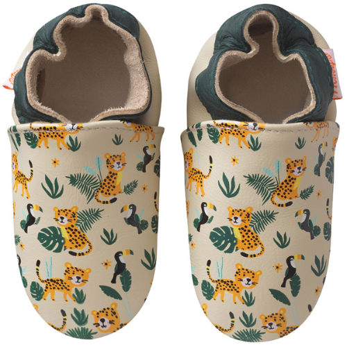 Chaussons bébé cuir souple Romy et Jules s'amusent - Beige - Taille 16-17 - Tichoups TICHOUPS.FR