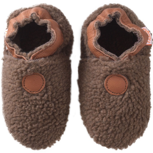 Chaussons bébé cuir souple Bouclettes marron - Marron - Taille 16-17 - Tichoups TICHOUPS.FR