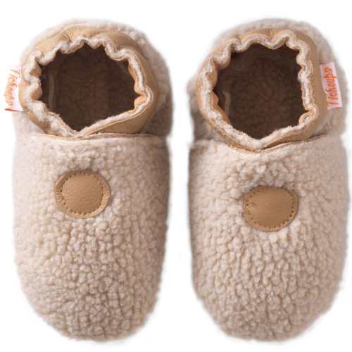 Chaussons bébé cuir souple Bouclettes - Beige - Taille 18-19 - Tichoups TICHOUPS.FR