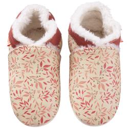 Chaussons bébé cuir souple fourrés Diane les feuilles d'automne - Beige - Taille 16-17 - Tichoups TICHOUPS.FR