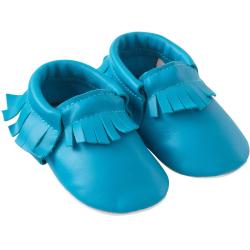 Chaussons bébé cuir souple à franges - Bleu - Taille 20-21 - Tichoups TICHOUPS.FR