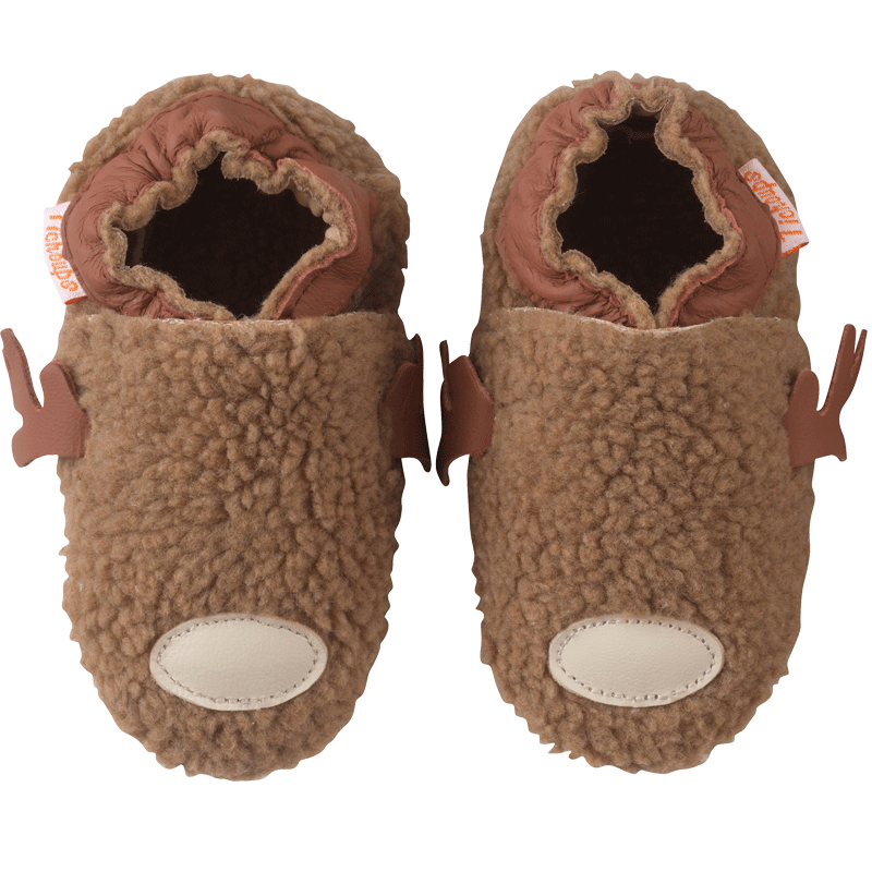 Chaussons bébé cuir souple Marilou le caribou - Marron - Taille 16-17 - Tichoups TICHOUPS.FR