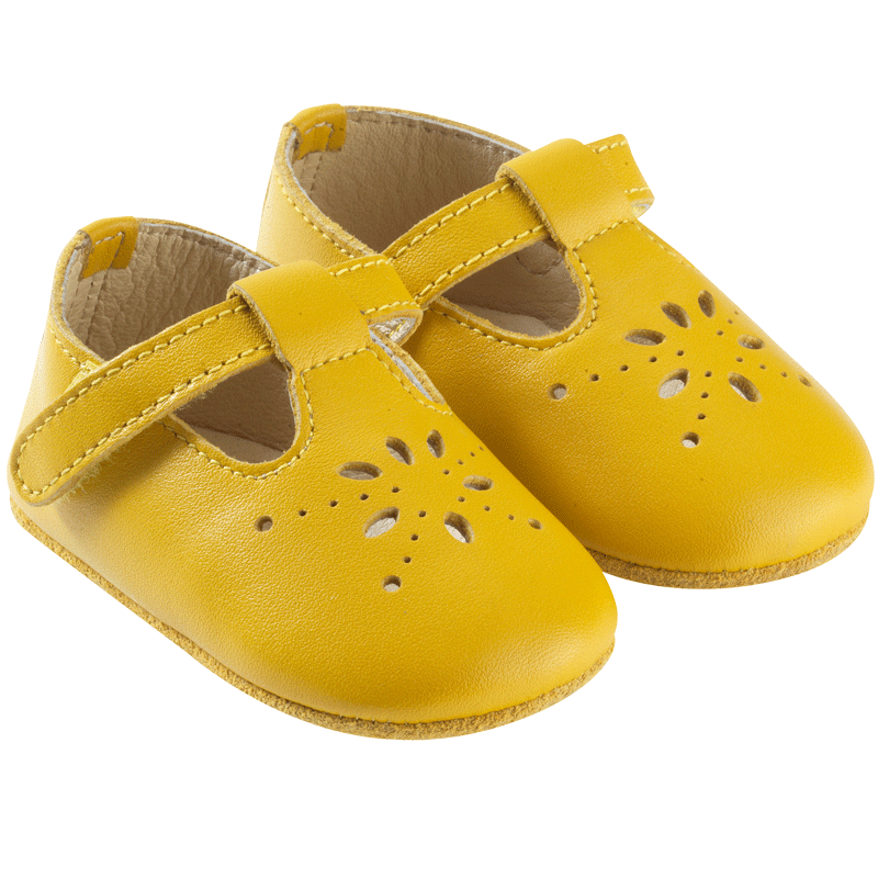 Chaussures bébé cuir souple Salomé - Jaune moutarde - Taille 16-17 - Tichoups TICHOUPS.FR