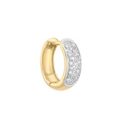 1 Boucle d'Oreille Créole en Or Jaune 375 & Diamants 0,05 ct, Diamètre 12 mm - Emanessence