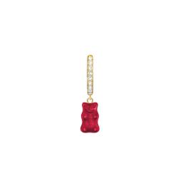 1 Boucle d'Oreille Créole Haribo Rouge en Plaqué Or Jaune & Cristal et Oxydes de Zirconium - CR726-414-10 - Thomas Sabo