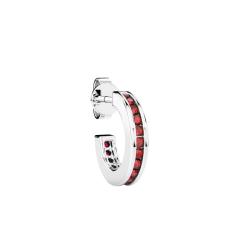 PROMO 1 Boucle d'Oreille Créole Insignia en Argent 925 & Spinelles Rouges - ESO003 - Zancan OCARAT.COM BIJOUTERIE N°1