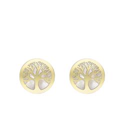 Boucles d'Oreilles Arbre de Vie en Or Jaune 375 & Nacre - Emanessence
