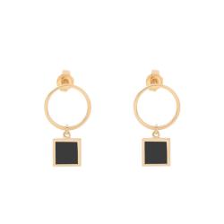 Boucles d'Oreilles Boheme en Plaqué Or Jaune & Onyx - Skalli