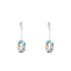Boucles d'Oreilles Capri en Argent 925 & Oxydes de Zirconium Blancs et Émail Multicolore - Una Storia