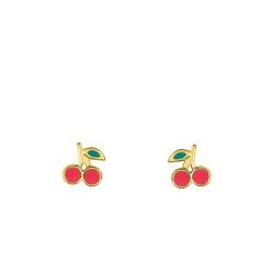 Boucles d'Oreilles Cerises en Or Jaune 375 - Bambins