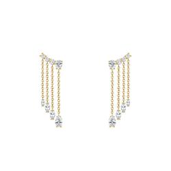 Boucles d'Oreilles Chaînes Cascade en Plaqué Or Jaune & Oxydes de Zirconium Blancs - H2325-414-14 - Thomas Sabo