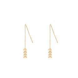 Boucles d'Oreilles Chaînes Feuilles de Laurier en Plaqué Or Jaune - Naïades
