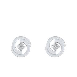 Boucles d'Oreilles Clous en 2 Arcs Diamant & Or Blanc 375 - Joelli