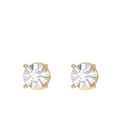 PROMO Boucles d'Oreilles Clous Solitaire en Or Jaune 375 & Diamants 0,13 ct - Diamond Lady OCARAT.COM BIJOUTERIE N°1