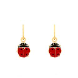 Boucles d'Oreilles Coccinelle en Or Jaune 375 - Bambins