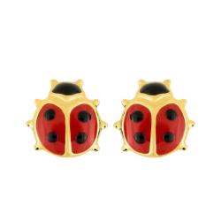 Boucles d'Oreilles Coccinelle en Or Jaune 375 ou 750 - Emanessence