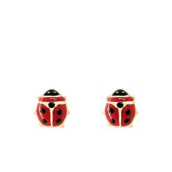 Boucles d'Oreilles Coccinelles en Or Jaune 375 - Bambins