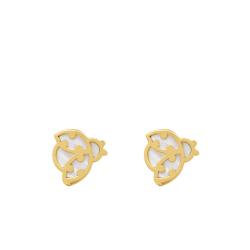 Boucles d'Oreilles Coccinelles en Or Jaune 375 & Nacre - Bambins