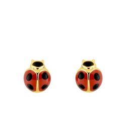 Boucles d'Oreilles Coccinelles en Or Jaune, Dimension 4 x 5 mm - Emanessence
