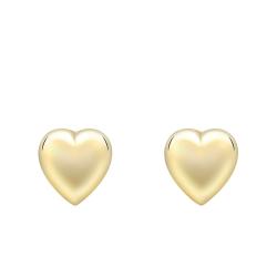 Boucles d'Oreilles Coeur Bombé Poli en Or Jaune 375 - Emanessence