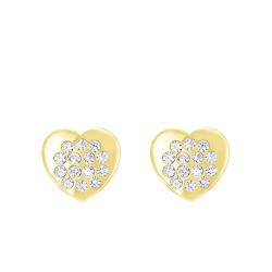 Boucles d'Oreilles Coeur en Or Jaune 375 ou 750 - Bambins