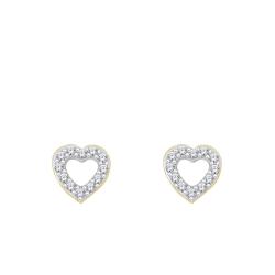 Boucles d'Oreilles Cœur en Or jaune & Diamants - Emanessence