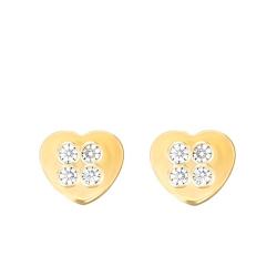 Boucles d'Oreilles Coeur en Or Jaune & Oxyde de Zirconium - Bambins