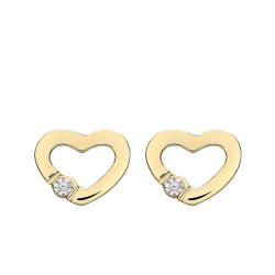 Boucles d'Oreilles Coeur Ouvert en Or Jaune 375 - Emanessence