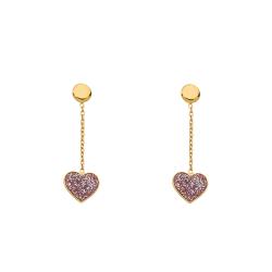 Boucles d'Oreilles Coeur Pailleté en Or Jaune 375 - Bambins